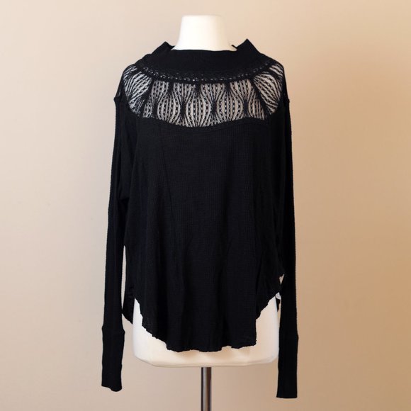 NEW Free People Black Thermal - Picture 1 of 4